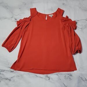 Seven Forty Two Orange Cold Shoulder Blouse